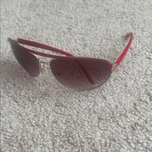 Elegant Red Sunglasses with Gold Accents